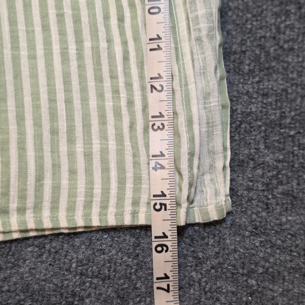 Salty Lemon Sage Green White Striped Wide Leg 100% Cotton Linen Pants Coastal - Picture 7 of 16